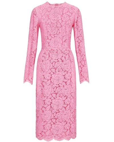 Dolce & Gabbana Elegantes spitzenkleid für frauen - Pink