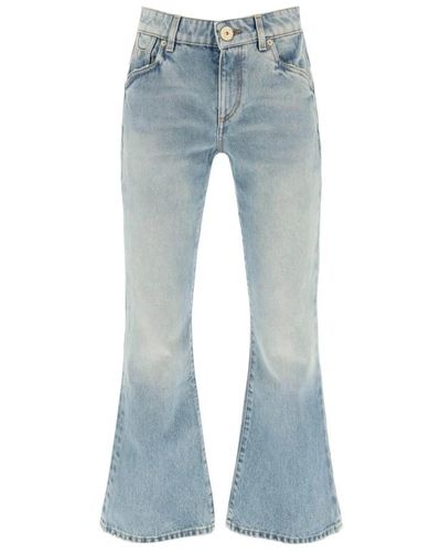 Balmain Western style crop bootcut jeans - Azul