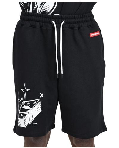 Sprayground Shorts neri con stampa logo - Nero