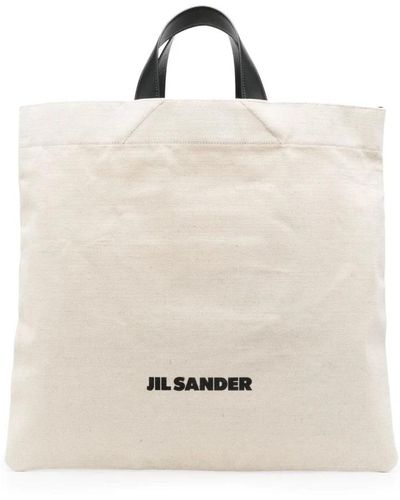 Jil Sander Logo-print tote tasche - Weiß
