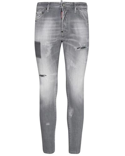 DSquared² Jeans in cotone grigio strappati
