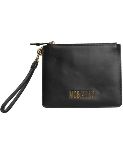 Moschino Metallic letters pouch - pochette uomo di lusso nera - Nero