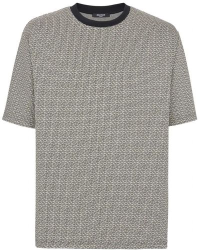Balmain Mini monogrammed jacquard T-shirt - Grau