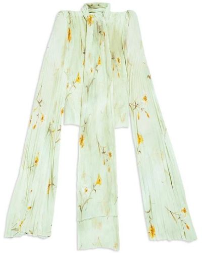 Balenciaga Falda midi plisada con estampado floral - Verde