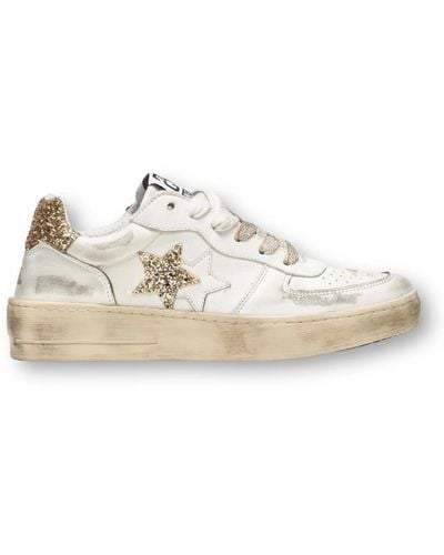 2Star Glitzer gold padel sneakers bianca - Weiß