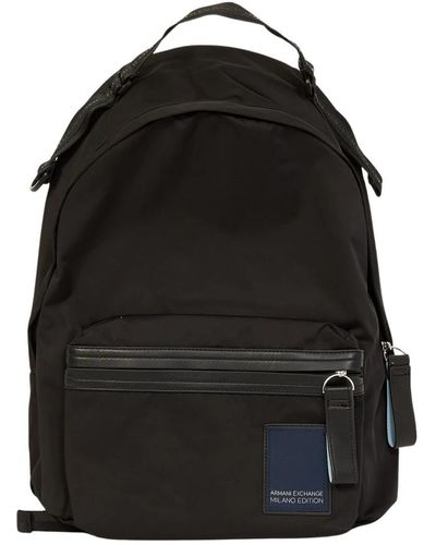 Armani Exchange Schwarzer rucksack aus recyceltem stoff