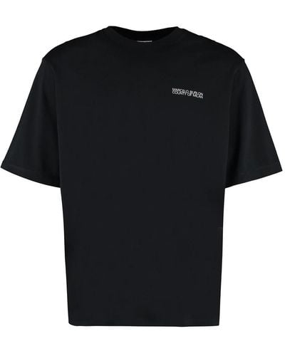 Marcelo Burlon T-shirt in cotone con girocollo e stampa sul retro - Nero