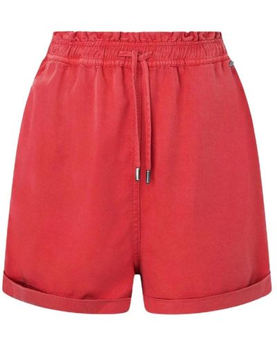 Pepe Jeans Shorts casuales de encaje coral - Rojo