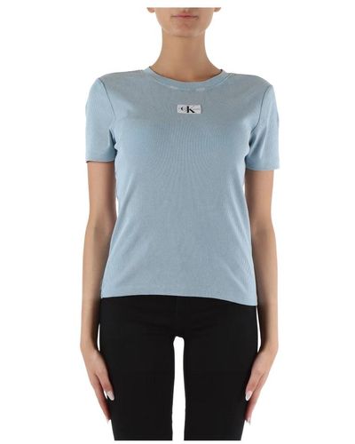Calvin Klein Stretch baumwoll ripp t-shirt - Blau
