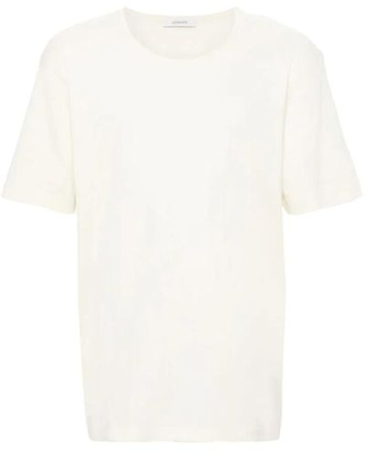 Lemaire Zitronenglasur geripptes u-ausschnitt t-shirt - Weiß