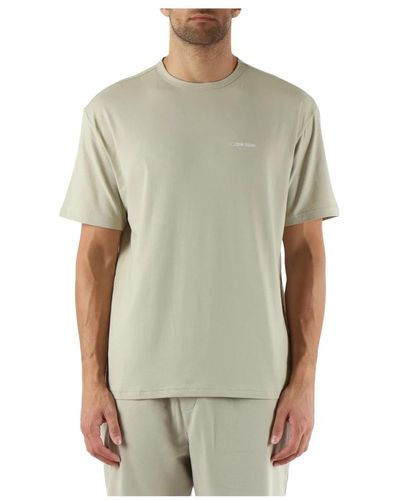 Calvin Klein Besticktes baumwoll-t-shirt - Grün