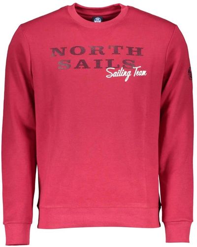 North Sails Roter baumwollpullover mit logo-print - Pink