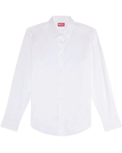 DIESEL Shirt aus mikrotwill mit farbgleicher stickerei - Weiß