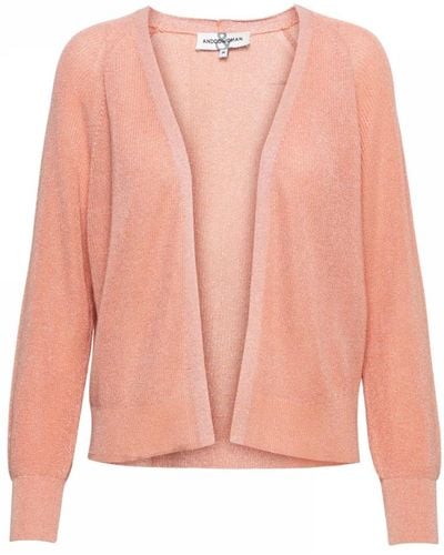 &Co Woman Pfirsich strickweste,glitzer strickpullover,lurex strick v-ausschnitt pullover &co - Pink