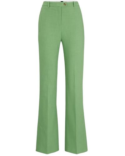 BOSS Pantaloni verdi slim fit a zampa - Verde
