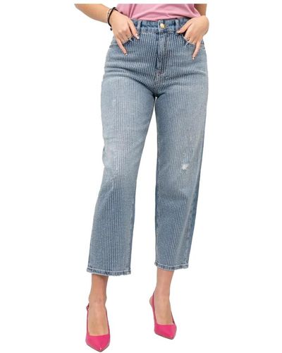 Just Cavalli Straight leg jeans mit strass-details - Blau