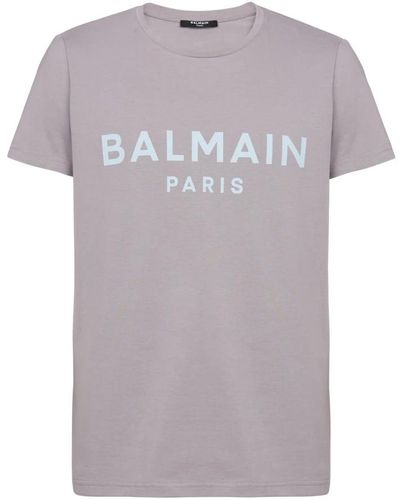 Balmain Baumwollbedrucktes paris-logo t-shirt - Lila