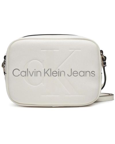 Calvin Klein Weiße schultertasche mit reißverschluss - Mettallic