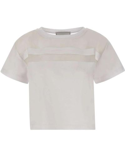 Iceberg Weiße baumwoll-jersey-t-shirt mit seidenorganza-details - Grau