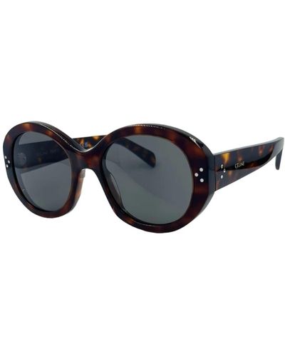 Celine Retro oval sonnenbrille mit ikonischen punkten - Schwarz