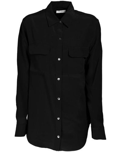 Equipment Camisa de seda negra signature - Negro