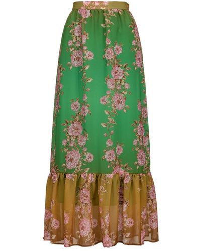 Pinko Gallarate chiffon skirt st. flower - Verde