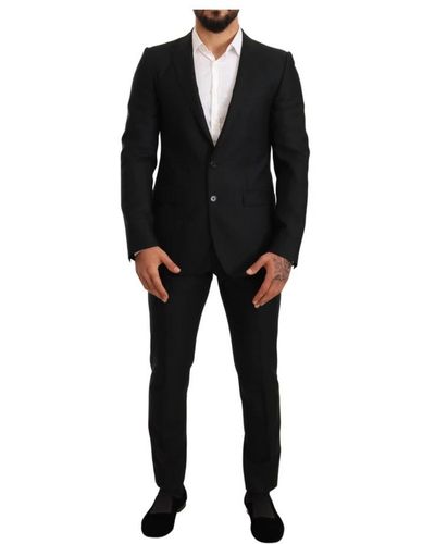 Dolce & Gabbana Wool Slim 2 Piece Set Martini Suit - Black