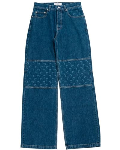 Marine Serre Jeans > wide jeans - Bleu