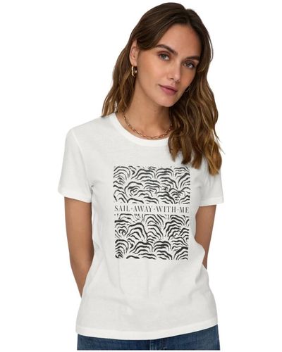 Jacqueline De Yong Michigan life kurzarm print t-shirt - Weiß