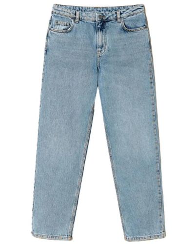 Twin Set High-waist cropped straight cut jeans - Blau