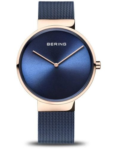 Bering Armbanduhr classic 39 mm armband milanaise 14539-367 - Blau