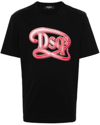 DSquared² Logo print baumwoll t-shirt - Schwarz