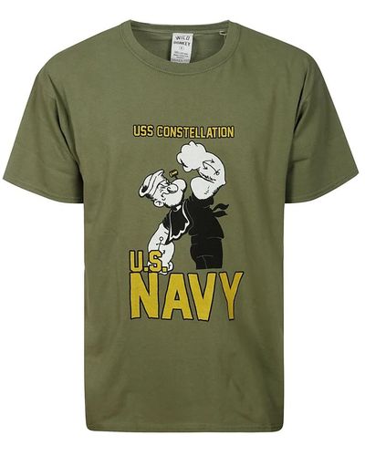 WILD DONKEY Militärgrünes baumwoll-t-shirt