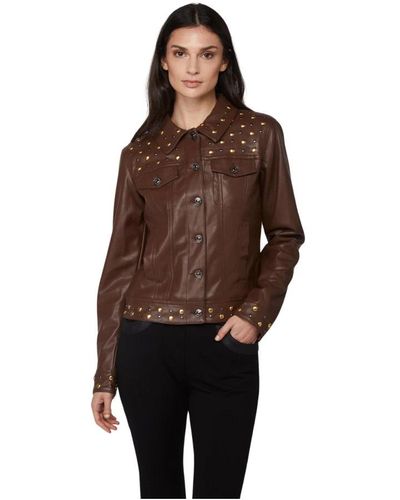 Twin Set Leather Jackets - Brown