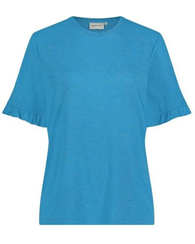 FABIENNE CHAPOT Blaues glitzer rüschen t-shirt