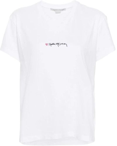 Stella McCartney Reines weißes iconic besticktes t-shirt