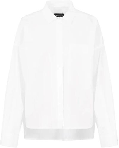 Emporio Armani Camisa asimétrica de popelina con bolsillo de parche - Blanco