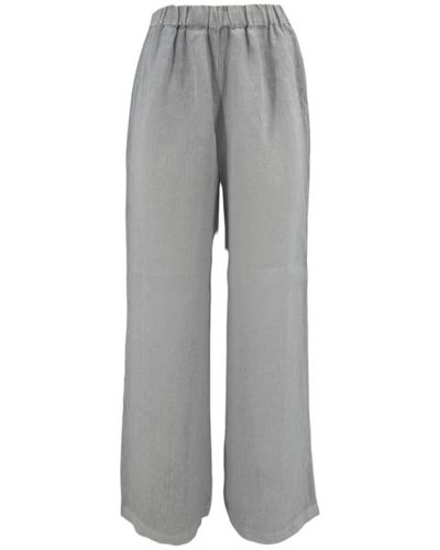 120% Lino Wide Trousers - Grey