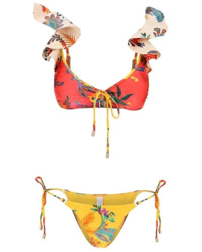 Zimmermann Set bikini floreale a triangolo - Arancione