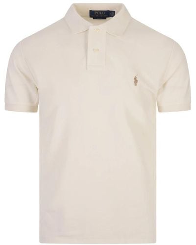 Ralph Lauren Weißes polo-shirt mit gesticktem pony - Natur