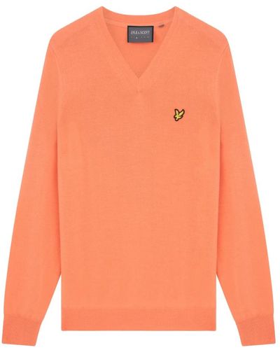 Lyle & Scott Golf v neck strickpullover,v-neck knitwear,v-ausschnitt golf pullover strick - Orange