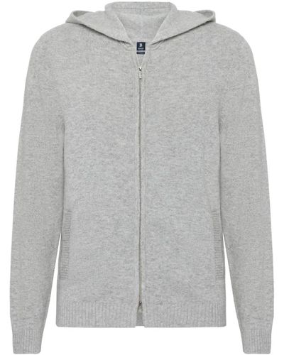 BOGGI Luxuriöser cashmere blend zip hoodie sweater - Grau