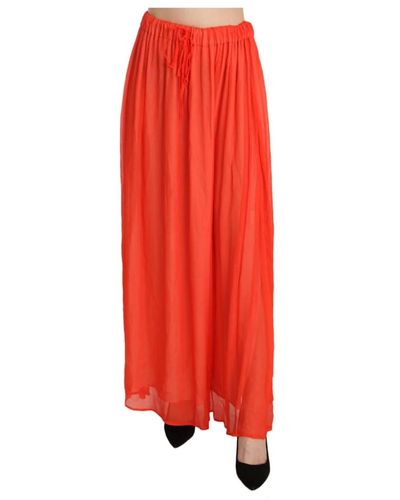 Jucca Crepe pleated trapeze viscose maxi skirt - Rot