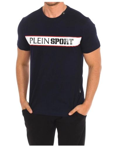 Philipp Plein T-shirt mit kurzem ärmel und markendruck,kurzarm t-shirt mit markendruck,t-shirt mit kurzen ärmeln und markendruck - Blau