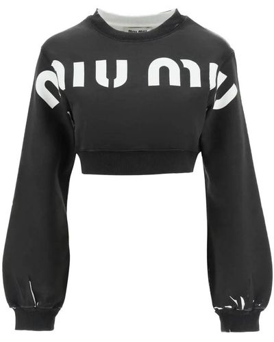 Miu Miu Schwarzer logo sweatshirt für frauen