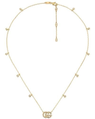 Gucci Collier double G avec diamants - Métallisé