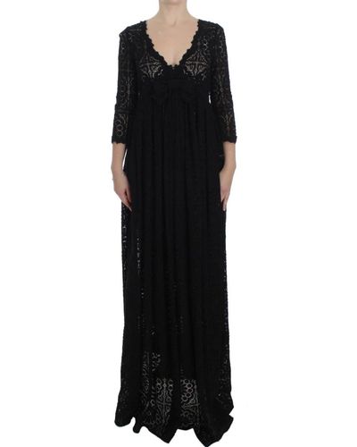 Dolce & Gabbana Ricamo knitted full length maxi dress - Noir