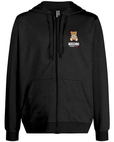 Moschino Teddy bear logo zip-up hoodie - Schwarz