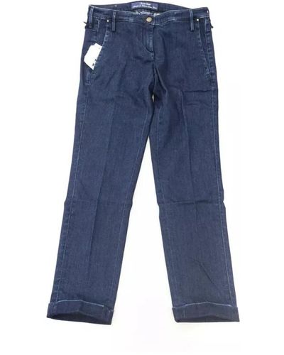 Jacob Cohen Jeans chino in cotone blu con ricamo del logo