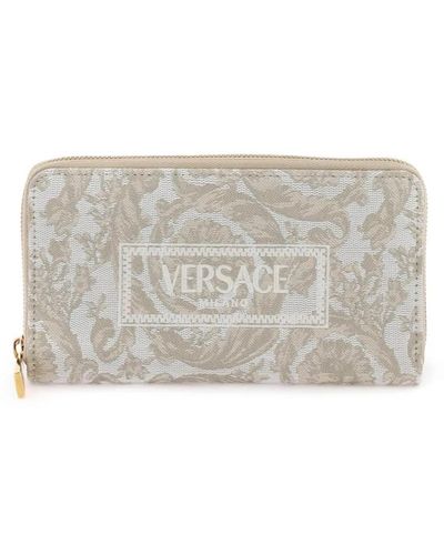Versace Barocco jacquard lange geldbörse mit vintage logo - Grau